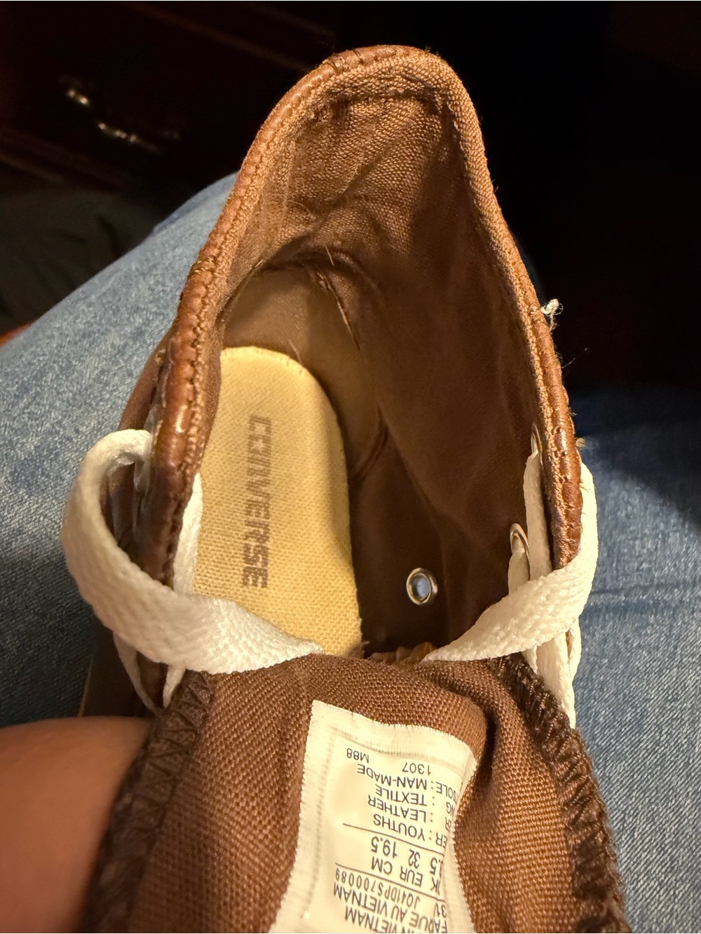 Converse All Star Brown Leather High Top Sneakers Youth Size 1 Boy’s - Picture 7 of 7